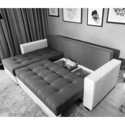 Best Dreisitzer Schlafcouch in Dunkelbraun Stoff - Fabrizio Sofas