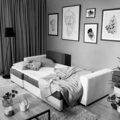 Best Dreisitzer Schlafcouch in Dunkelbraun Stoff - Fabrizio Sofas