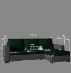 Best Dreisitzer Schlafcouch in Dunkelbraun Stoff - Fabrizio Sofas