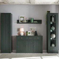 Clearance Dunkelgrüne Country Möbel Set - Niestov (vierteilig) Wohnwände