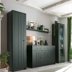 Clearance Dunkelgrüne Country Möbel Set - Niestov (vierteilig) Wohnwände