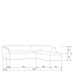 Best Ecksofa in Schwarzgrau Chenille - Barat Sofas