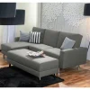Best Ecksofa mit Hocker in Hellgrau mit Chrom - Setians (zweiteilig) Sofas