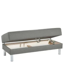 Best Ecksofa mit Hocker in Hellgrau mit Chrom - Setians (zweiteilig) Sofas