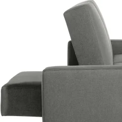 Best Ecksofa mit Hocker in Hellgrau mit Chrom - Setians (zweiteilig) Sofas