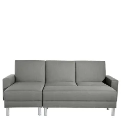 Best Ecksofa mit Hocker in Hellgrau mit Chrom - Setians (zweiteilig) Sofas