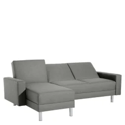 Best Ecksofa mit Hocker in Hellgrau mit Chrom - Setians (zweiteilig) Sofas