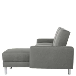Best Ecksofa mit Hocker in Hellgrau mit Chrom - Setians (zweiteilig) Sofas