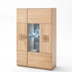 Edle Wohnwand mit 320cm Breite Pontros in Eiche Bianco teilmassiv (vierteilig) Wohnwände