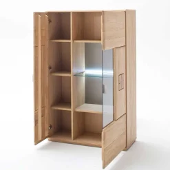 Edle Wohnwand mit 320cm Breite Pontros in Eiche Bianco teilmassiv (vierteilig) Wohnwände