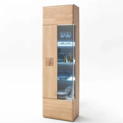 Edle Wohnwand mit 320cm Breite Pontros in Eiche Bianco teilmassiv (vierteilig) Wohnwände