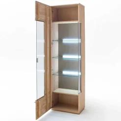 Edle Wohnwand mit 320cm Breite Pontros in Eiche Bianco teilmassiv (vierteilig) Wohnwände