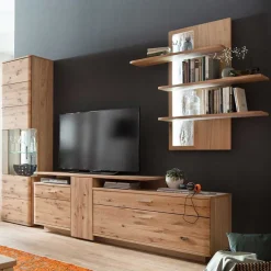 Discount Eiche Bianco Wohnwand Set 320cm - Crokas (dreiteilig) Wohnwände