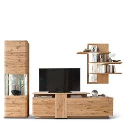 Discount Eiche Bianco Wohnwand Set 320cm - Crokas (dreiteilig) Wohnwände