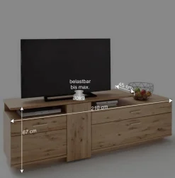 Discount Eiche Bianco Wohnwand Set 320cm - Crokas (dreiteilig) Wohnwände