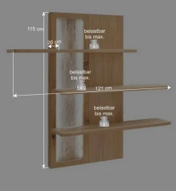 Discount Eiche Bianco Wohnwand Set 320cm - Crokas (dreiteilig) Wohnwände