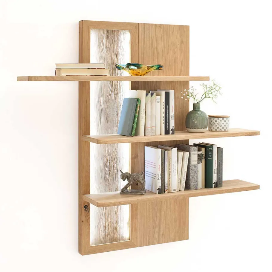 Discount Eiche Bianco Wohnwand Set 320cm - Crokas (dreiteilig) Wohnwände