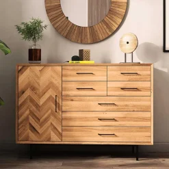 Best Elegante Kommode mit sieben Schubladen & Tür - Kerfa Sideboards