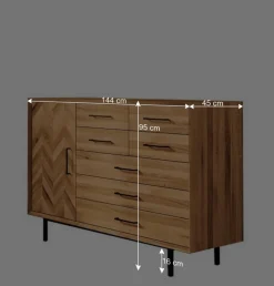 Best Elegante Kommode mit sieben Schubladen & Tür - Kerfa Sideboards