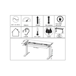 New Elektrisch höhenverstellbarer Schreibtisch in Weiß - Sparkle Tische
