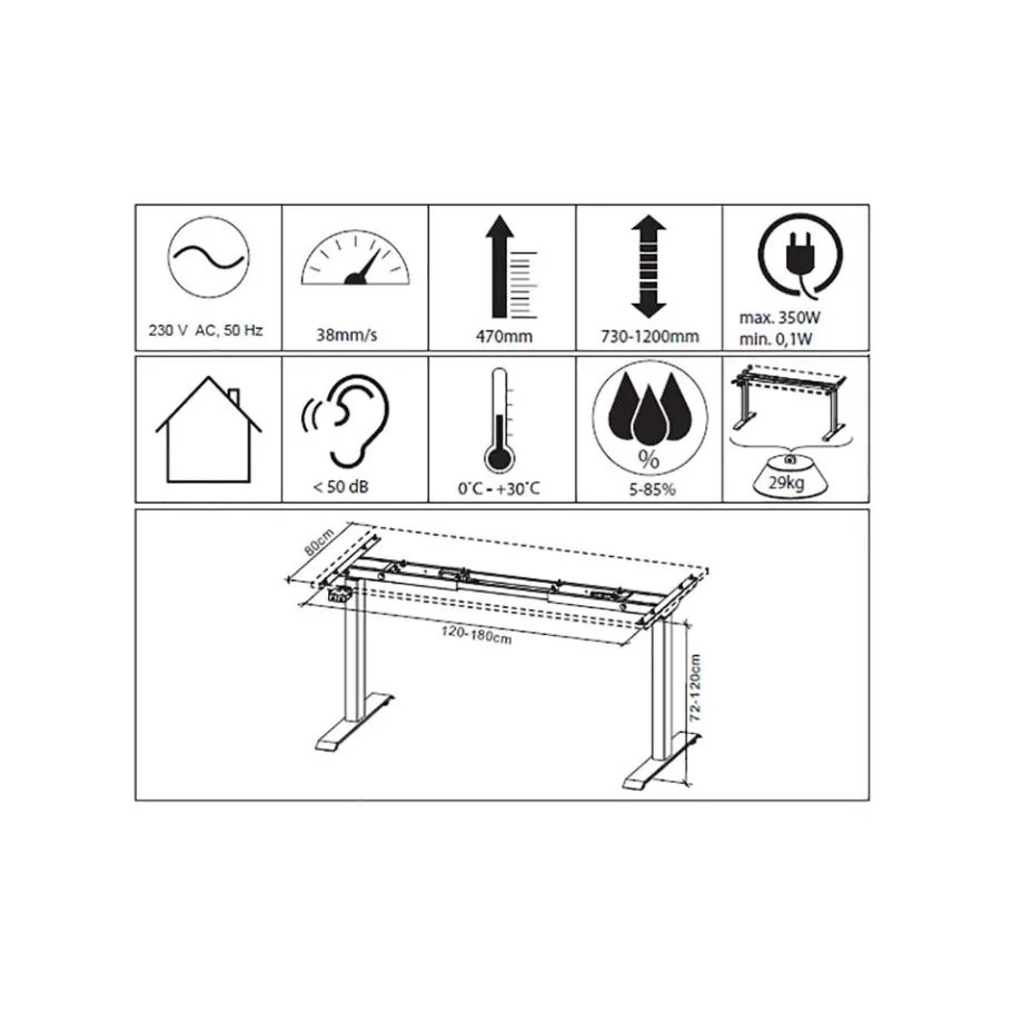 New Elektrisch höhenverstellbarer Schreibtisch in Weiß - Sparkle Tische