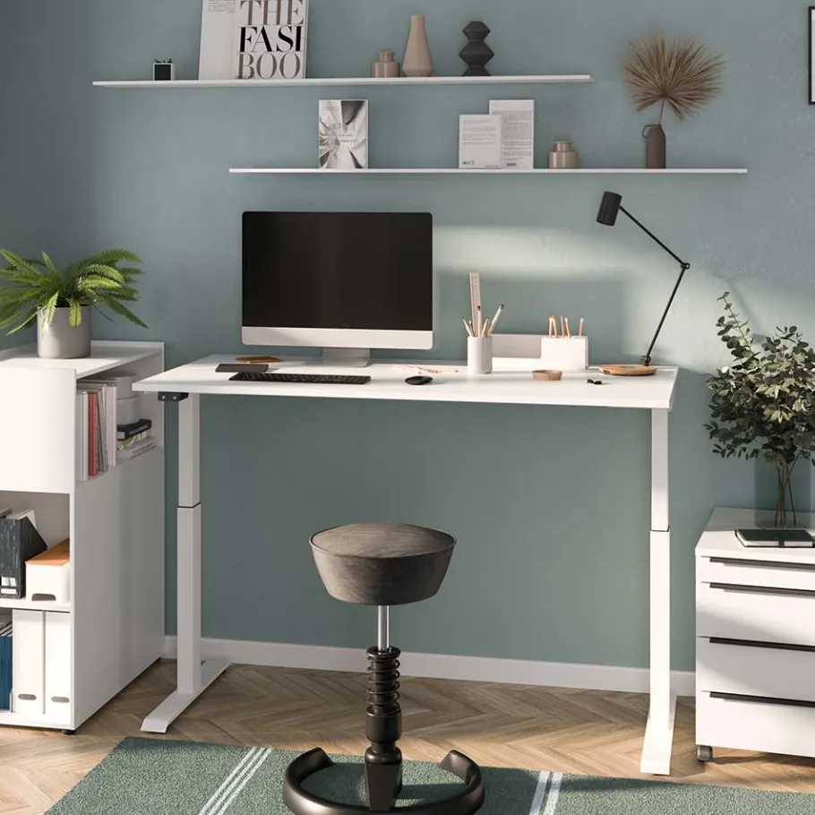 New Elektrisch höhenverstellbarer Schreibtisch in Weiß - Sparkle Tische