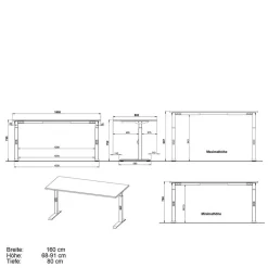 New Elektrisch höhenverstellbarer Schreibtisch in Weiß - Sparkle Tische