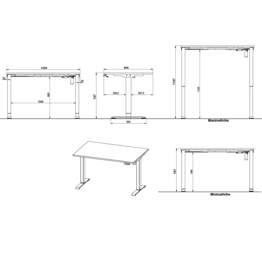 Online Elektrisch verstellbarer Officetisch in Dunkelgrau - Gatron Tische
