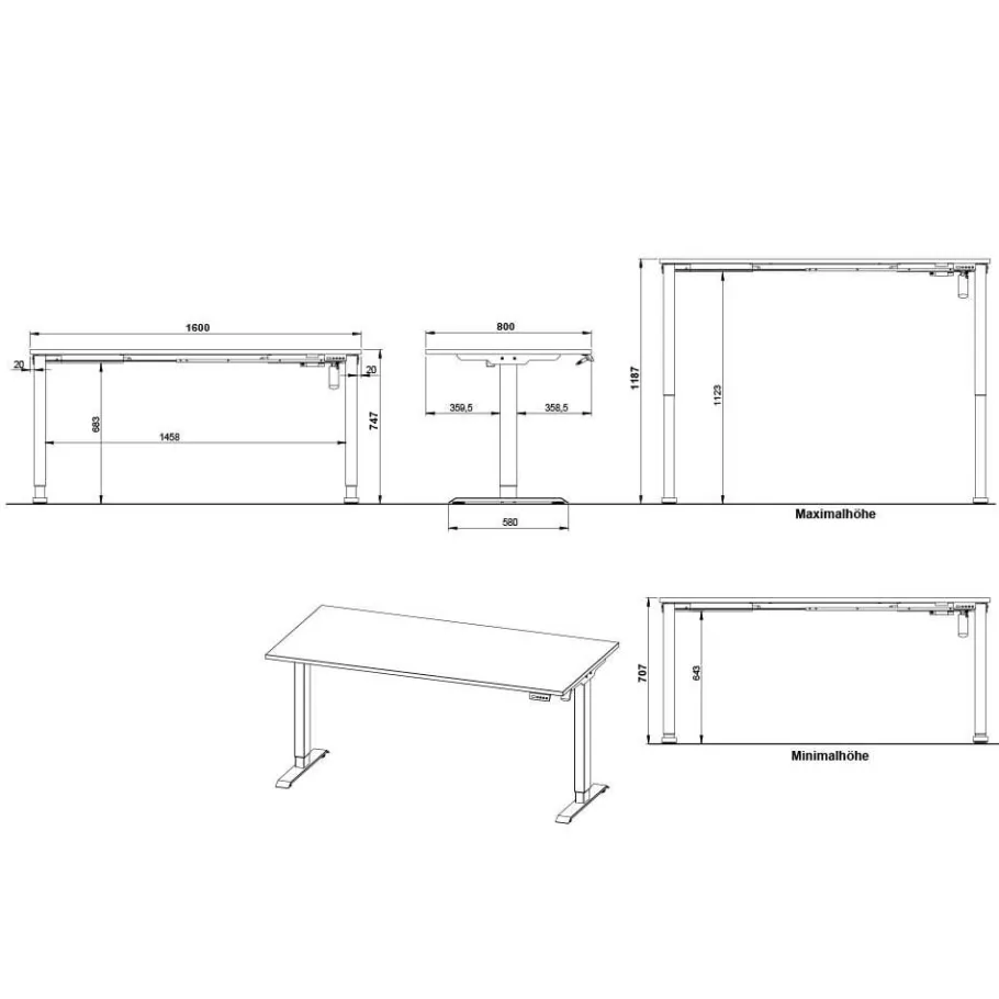 Online Elektrisch verstellbarer Officetisch in Dunkelgrau - Gatron Tische