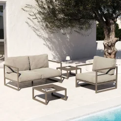 2er Sofa in Hellgrau & Dunkelgrün - Yasmel Sofas