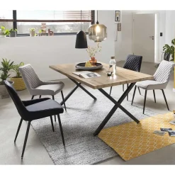 New Esstisch mit X-Beinen plus 4 Stühle - Lamon (fünfteilig) Sitzgruppe|Tische