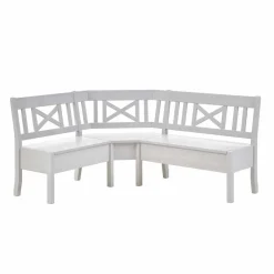 Clearance Esszimmer Eckbank Onesti in Weiß Kiefer massiv Sitzbank