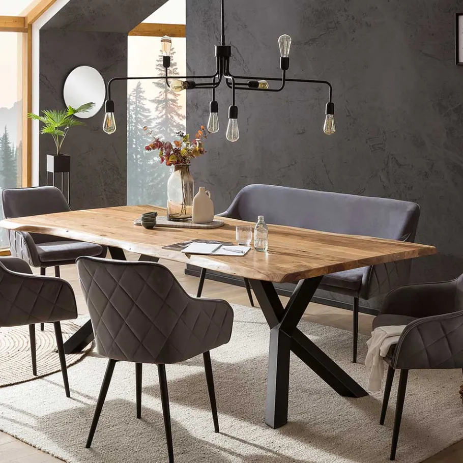 Clearance Esszimmer Polsterbank in Grau mit Schwarz - Setta Sitzbank