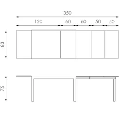 New Esszimmertisch in Grau Florian ausziehbar von 120cm auf 350cm Tische