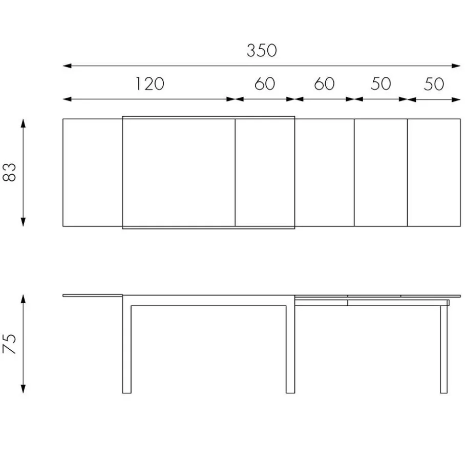 New Esszimmertisch in Grau Florian ausziehbar von 120cm auf 350cm Tische
