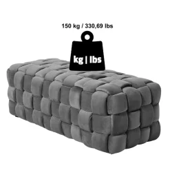 Outlet Flechtdesign Samtbank in Platingrau - Lessia Sitzbank