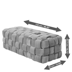 Outlet Flechtdesign Samtbank in Platingrau - Lessia Sitzbank