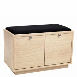 Outlet Flur Sitzbank Vaxos mit Eiche furniert und lackiert Sitzbank