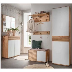 Discount Flureinrichtung aus Asteiche Massivholz - Zonga (sechsteilig) Garderoben