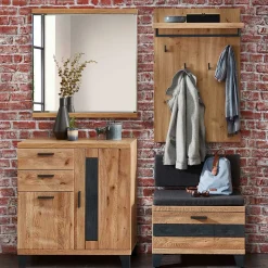 Discount Flurmöbel Set in Wildeiche - Elprisca (vierteilig) Garderoben