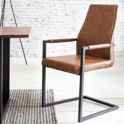 Best Freischwinger mit Armlehnen in Hellbraun - Dania (2er Set) Sessel