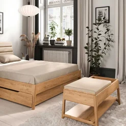 Outlet Funktionelle Schlafzimmerbank aus Wildeiche - Laida Sitzbank