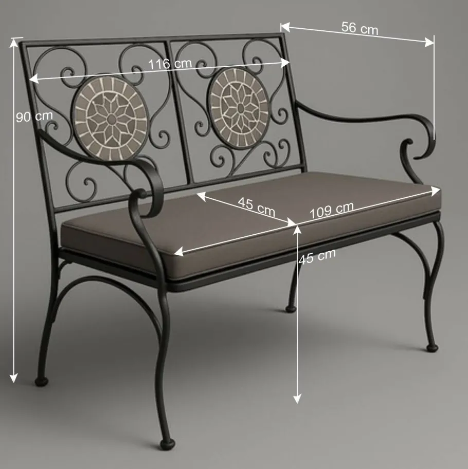 Best Gartenbank mit Mosaik aus Keramik - Tasmania Sitzbank