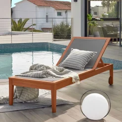 Sale Gartenliege auf Rollen aus Eukalyptusholz - Promo Sofas