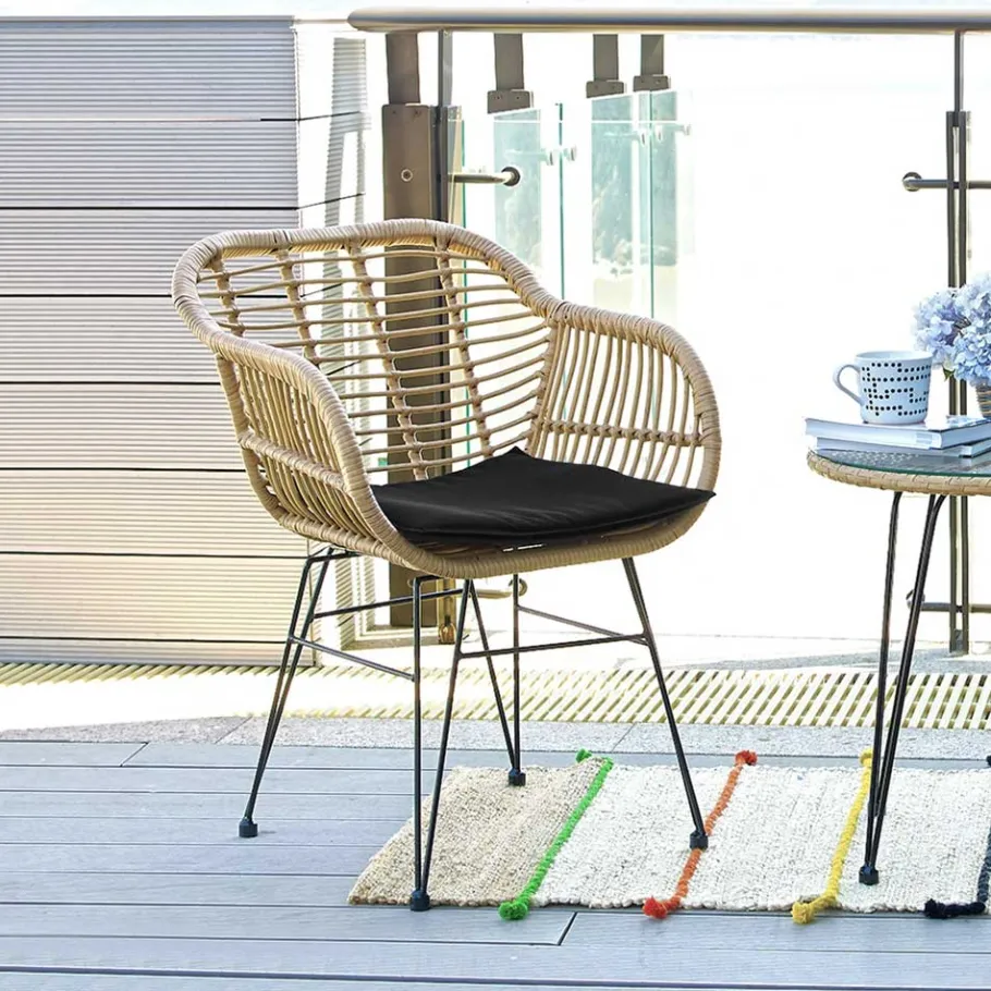 New Geflecht Armlehnstuhl aus Kunstrattan Beige - Syanta (2er Set) Stühle