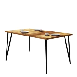 Online Geölter Wildeiche Essenstisch mit Stahlbeinen - Mandirov Tische