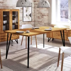 Online Geölter Wildeiche Essenstisch mit Stahlbeinen - Mandirov Tische