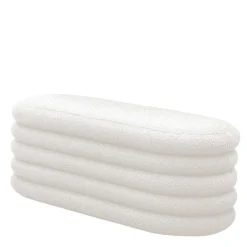 Best Gepolsterte Truhenbank aus Boucle in Weiß - Duben Sitzbank