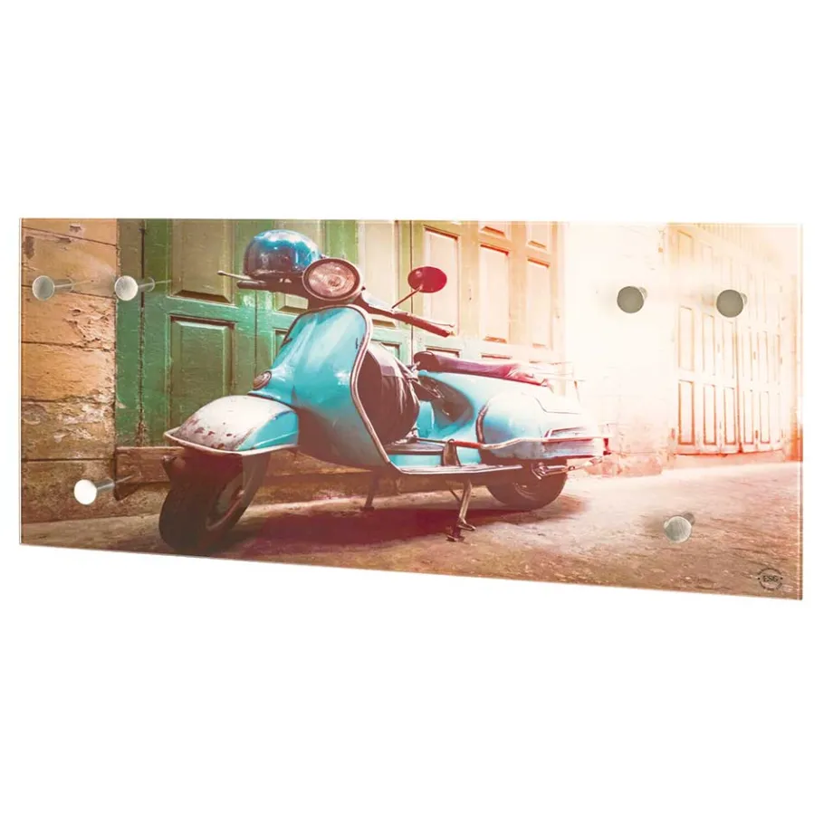 Best Glas Garderobe mit Motorroller Fotodruck - Fleppos Garderoben