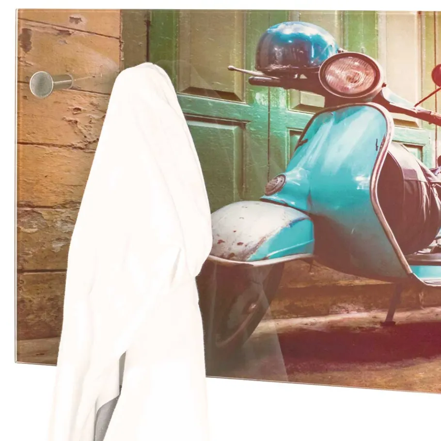 Best Glas Garderobe mit Motorroller Fotodruck - Fleppos Garderoben